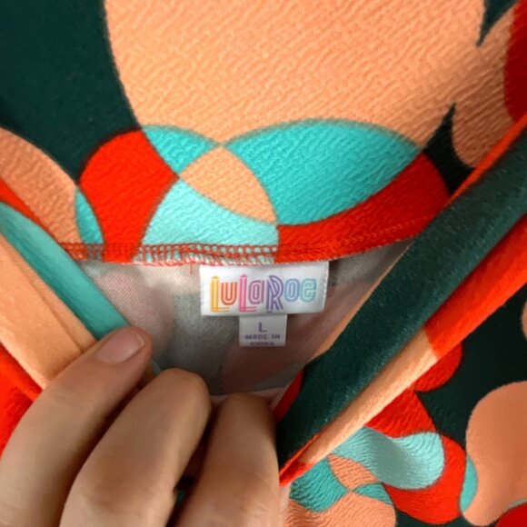 LuLaRoe Womens Cassie Pencil Circle Print Skirt L Stretch Colorful High Waisted - Picture 7 of 7